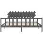Gray solid wood bed frame with headboard 200x200 cm by vidaXL, Beds and slatted bases - Ref: Foro24-3193488, Price: 174,71 €,...