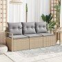 Conjunto de sofá de jardín 3 pcs Beige Poliratán