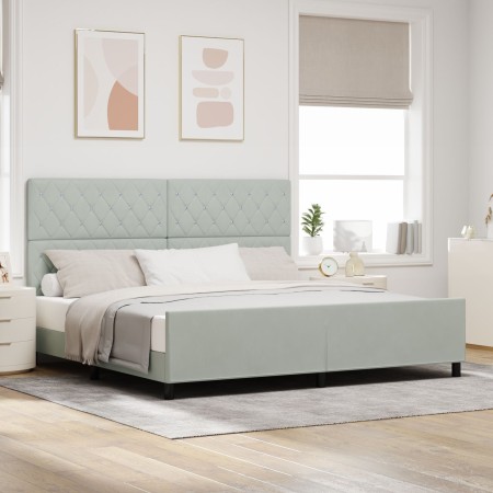 Estructura de Cama Gris Claro 200x200 cm Terciopelo by , Beds and slatted bases - Ref: Foro24-3344897, Price: 252,81 €, Disco...