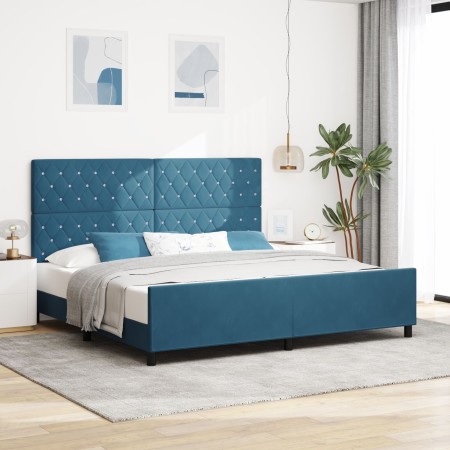Estructura de Cama Azul Oscuro 200x200 cm Terciopelo by , Beds and slatted bases - Ref: Foro24-3344901, Price: 255,48 €, Disc...