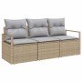 Conjunto de sofá de jardín 3 pcs Beige Poliratán