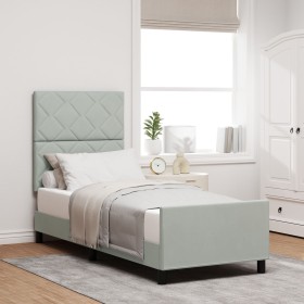 Marco de Cama Gris Claro 80x200 cm Terciopelo by , Beds and slatted bases - Ref: Foro24-3344969, Price: 154,92 €, Discount: %