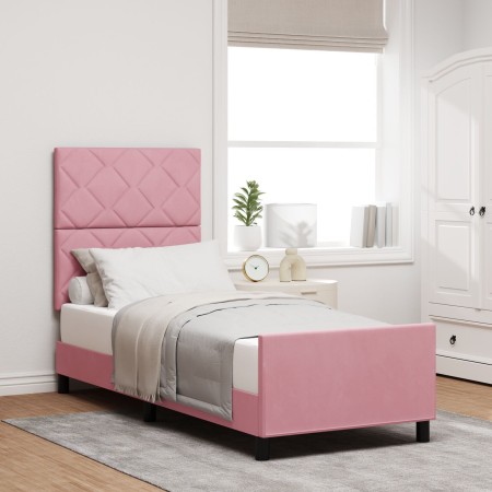 Base de cama Rosa 80x200 cm Terciopelo by , Beds and slatted bases - Ref: Foro24-3344974, Price: 153,75 €, Discount: %