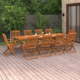 Garten-Essgruppe 11-teilig aus massivem Akazienholz von vidaXL, Gartensets - Ref: Foro24-3086990, Preis: 822,36 €, Rabatt: %