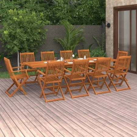 Set de comedor para jardín 11 piezas madera maciza de acacia de vidaXL, Conjuntos de jardín - Ref: Foro24-3086990, Precio: 85...