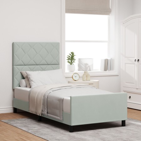 Estructura de Cama Gris Claro 100x200 cm Terciopelo by , Beds and slatted bases - Ref: Foro24-3344987, Price: 152,97 €, Disco...