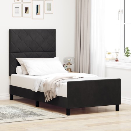 Marco de Cama Negro 100x200 cm de Terciopelo by , Beds and slatted bases - Ref: Foro24-3344989, Price: 152,31 €, Discount: %