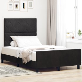 Estructura de Cama de Terciopelo Negro 120x200 cm