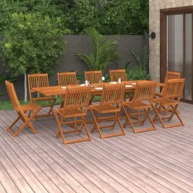 Garden dining set 11 pieces solid acacia wood by vidaXL, Garden sets - Ref: Foro24-3086992, Price: 751,30 €, Discount: %