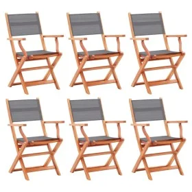 Klappbare Gartenstühle 6 Stück Eukalyptusholz textilene grau von vidaXL, Gartenstühle - Ref: Foro24-3086964, Preis: 408,69 €,...