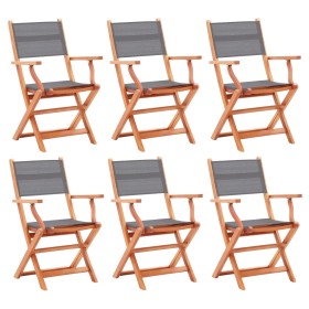 Klappbare Gartenstühle 6 Stück Eukalyptusholz textilene grau von vidaXL, Gartenstühle - Ref: Foro24-3086964, Preis: 415,94 €,...