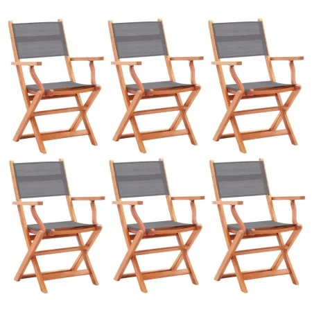 Klappbare Gartenstühle 6 Stück Eukalyptusholz textilene grau von vidaXL, Gartenstühle - Ref: Foro24-3086964, Preis: 408,69 €,...