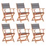 Folding garden chairs 6 pcs eucalyptus wood gray textilene by vidaXL, Garden chairs - Ref: Foro24-3086964, Price: 415,72 €, D...