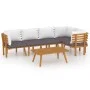 Gartenmöbel 6 Stück mit Kissen massivem Akazienholz von vidaXL, Gartensets - Ref: Foro24-3087027, Preis: 478,72 €, Rabatt: %