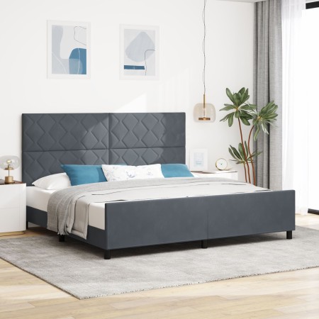Estructura de Cama de Terciopelo Gris Oscuro 200x200 cm by , Beds and slatted bases - Ref: Foro24-3345030, Price: 263,89 €, D...