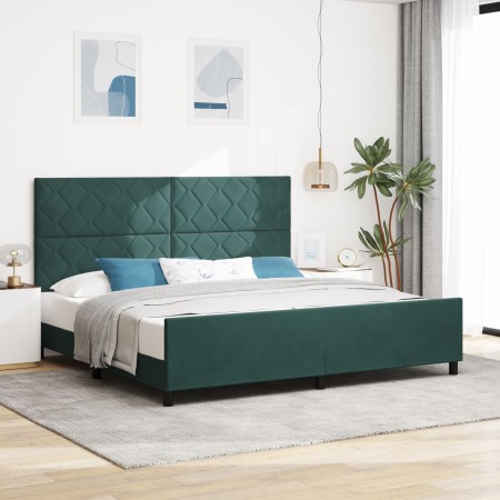 Estructura de Cama Verde Oscuro 200x200 cm Terciopelo by , Beds and slatted bases - Ref: Foro24-3345032, Price: 261,89 €, Dis...