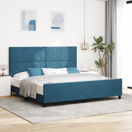 Estructura de Cama Azul Oscuro 200x200 cm Terciopelo by , Beds and slatted bases - Ref: Foro24-3345033, Price: 266,24 €, Disc...