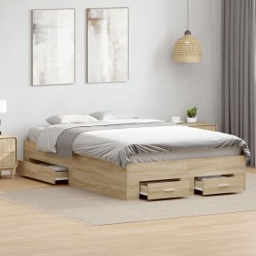 Estructura de cama roble Sonoma 140x200 cm madera contrachapada von , Betten und Lattenroste - Ref: Foro24-3345121, Preis: 21...