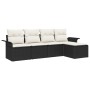 Juego de Sofá de Jardín de 5 Piezas con Cojines Negro Polirratán by , Outdoor sofas - Ref: Foro24-3345317, Price: 300,10 €, D...