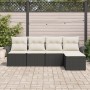 Juego de Sofá de Jardín de 5 Piezas con Cojines Negro Polirratán by , Outdoor sofas - Ref: Foro24-3345317, Price: 300,10 €, D...