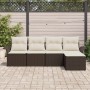 Conjunto de Sofá de Jardín de 5 Piezas con Cojines Marrón Poliratán by , Outdoor sofas - Ref: Foro24-3345318, Price: 313,97 €...