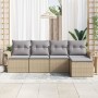 Juego de Sofás de Jardín de 5 Piezas con Cojines - Beige de Poliratán by , Outdoor sofas - Ref: Foro24-3345320, Price: 314,52...