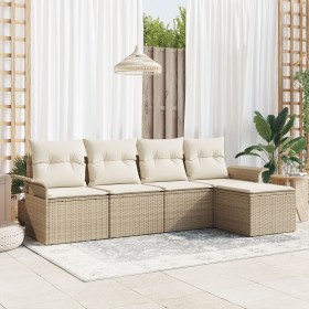 Juego de sofá de jardín de 5 piezas con cojines beige de poliratán by , Outdoor sofas - Ref: Foro24-3345321, Price: 325,53 €,...