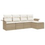 Juego de sofá de jardín de 5 piezas con cojines beige de poliratán de , Sofás de exterior - Ref: Foro24-3345321, Precio: 325,...
