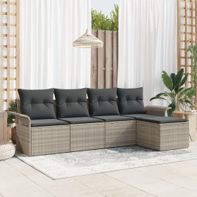 Conjunto de sofá de jardín de 5 piezas con cojines gris claro de ratán by , Outdoor sofas - Ref: Foro24-3345322, Price: 321,2...