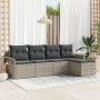 Conjunto de sofá de jardín de 5 piezas con cojines gris claro de ratán | Foro24.es | Tu tienda online para hogar, jardín y más Foro24.es