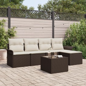 Conjunto de Sofá de Jardín de 5 Piezas con Cojines Gris Poliratán by , Outdoor sofas - Ref: Foro24-3345328, Price: 361,52 €, ...