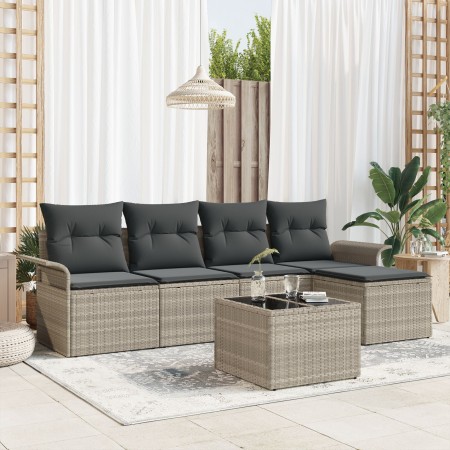 Conjunto de sofá de jardín de 6 piezas con cojines gris polirratán by , Outdoor sofas - Ref: Foro24-3345332, Price: 371,77 €,...