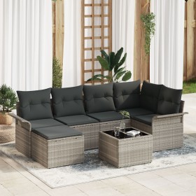 Conjunto de Sofás de Jardín de 7 piezas con Cojines Gris Poliratán by , Outdoor sofas - Ref: Foro24-3345442, Price: 458,88 €,...