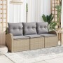 Conjunto de Sofá de Jardín de 3 Piezas con Cojines Beige de Polirratán | Foro24.es | Tu tienda online para hogar, jardín y más Foro24.es