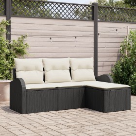 Conjunto de Sofá de Jardín de 4 Piezas con Cojines Negro Ratán Impermeable by , Outdoor sofas - Ref: Foro24-3345987, Price: 2...