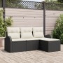 Conjunto de Sofá de Jardín de 4 Piezas con Cojines Negro Ratán Impermeable | Foro24.es | Tu tienda online para hogar, jardín y más Foro24.es