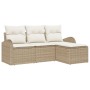 Juego de sofá de jardín de 4 piezas con cojines beige de ratán sintético by , Outdoor sofas - Ref: Foro24-3345991, Price: 271...