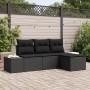 Conjunto de sofá de jardín de 4 piezas con cojines negros de poliratán by , Outdoor sofas - Ref: Foro24-3347013, Price: 279,7...