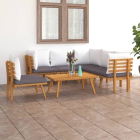 Garden furniture 7 pieces with cushions solid acacia wood by vidaXL, Garden sets - Ref: Foro24-3087015, Price: 555,10 €, Disc...