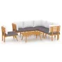 Muebles de jardín 7 piezas con cojines madera maciza de acacia de vidaXL, Conjuntos de jardín - Ref: Foro24-3087015, Precio: ...