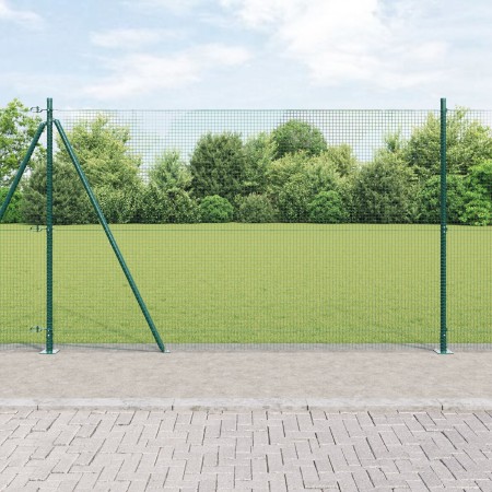 Cerca de Alambre Soldado con 13 Postes Flangados Verde 1.4x25 m de Acero by , fence panels - Ref: Foro24-3352445, Price: 188,...