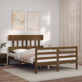 Estructura de cama matrimonio con cabecero madera 