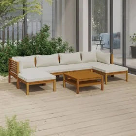 7-piece garden furniture set with solid acacia cream cushion by vidaXL, Garden sets - Ref: Foro24-3086946, Price: 972,26 €, D...