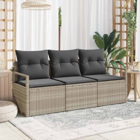 Conjunto de sofá de jardín 3 pcs Gris claro Poliratán