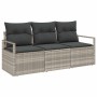 Conjunto de sofá de jardín 3 pcs Gris claro Poliratán