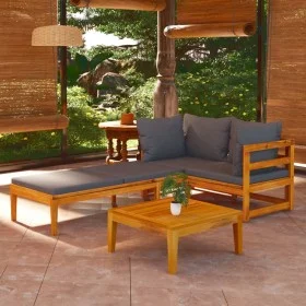 3-piece garden furniture set with dark gray cushions and acacia wood. by vidaXL, Garden sets - Ref: Foro24-3087279, Price: 36...