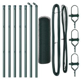 Cerca Hexagonal Verde 0.6x10 m Acero, Postes de Cerca 7 pcs Verde Ø32 mm 100 cm Acero Galvanizado by , fence posts - Ref: For...