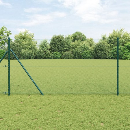 Cerca Hexagonal Verde 1.2x10 m Acero, Postes de Cerca 7 pcs Verde Ø32 mm 170 cm Acero Galvanizado by , fence posts - Ref: For...