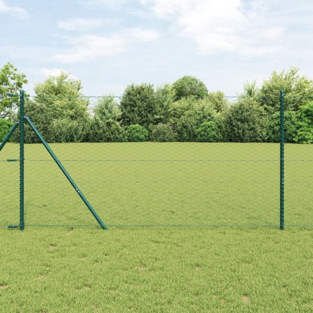 Cerca Hexagonal Verde 1.4x10 m Acero, Postes de Cerca 7 pcs Verde Ø32 mm 190 cm Acero Galvanizado by , fence posts - Ref: For...