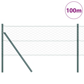 Cerca Hexagonal Verde 0.6x100 m Acero, Postes de